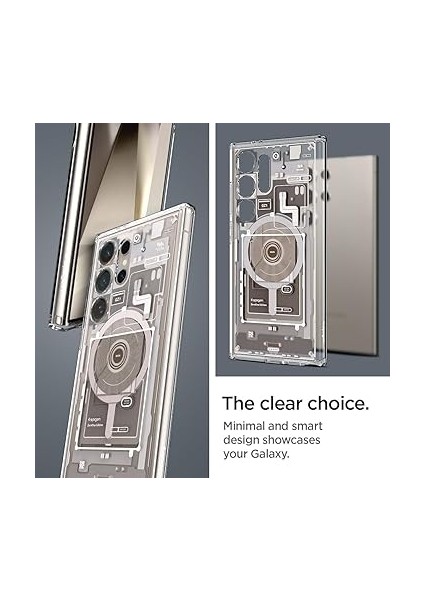 Galaxy S24 Ultra ile Uyumlu Kılıf Ultra Hybrid Onetap Metal Ring Magfit Zero One Natural Titanium - ACS07624 modelleri