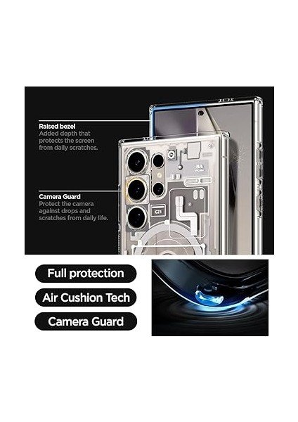 Galaxy S24 Ultra ile Uyumlu Kılıf Ultra Hybrid Onetap Metal Ring Magfit Zero One Natural Titanium - ACS07624 fırsatları