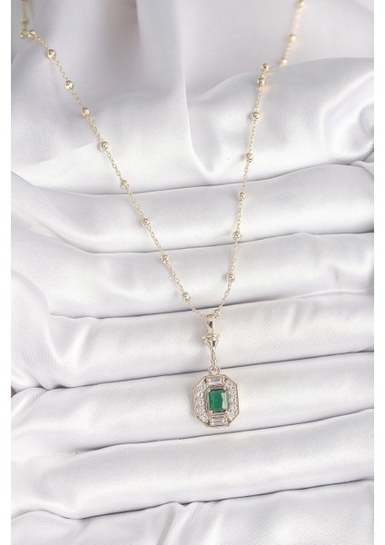 Pirinç Gold Renk Zirkon Taşlı Topçuk Zincir Serenay Model Kadın Kolye fiyatları