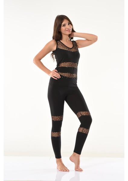 Derya Kurşun Puantiyeli Transparan Tayt Takım 1504 modelleri