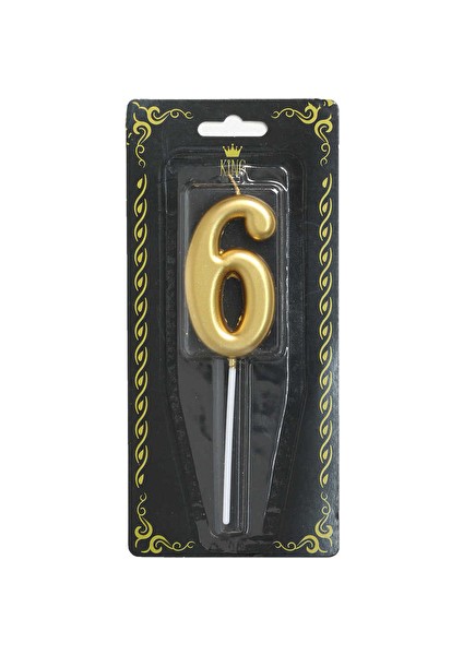 2 Adet Rakam Mum 6 Numara Altın