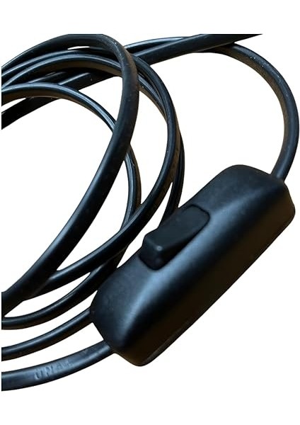 & Anahtarlı Arapuarlı Hazır Kablo | 2 Metre Siyah Uzatma Kablosu | 0,50 Mm² Kesit | Aplik, Abajur, Masa Lambası, LED Trafosu ve Tuz Lambası Için modelleri