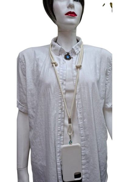 EKRU PARACORD TELEFON ASKISI CROSSBODY(AYARLANABİLİR) TÜM KILIFLARA UYUMLU