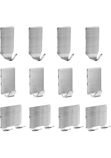 Paslanmaz Çelik Kancalar, 12 Paket Ağır Hizmet Tipi Kendinden Yapışkanlı Kancaları, Izsiz Çivi Yok-Pas Önleyici, Mutfak, Vestiyer Için Su Geçirmez Duş Kancaları modelleri
