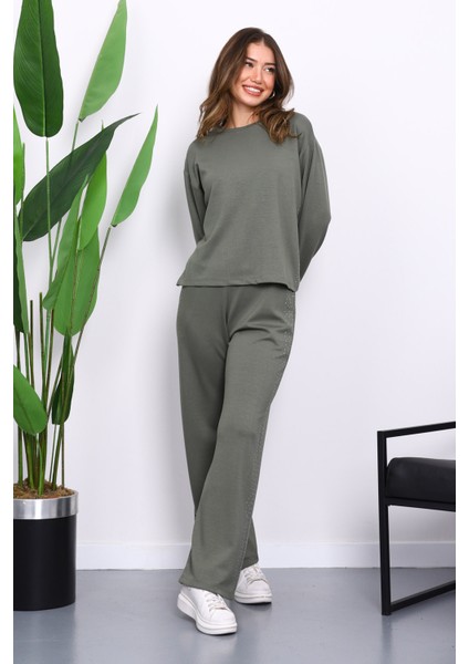 Haki Yanları Taş Detaylı Modal Takım fiyatları