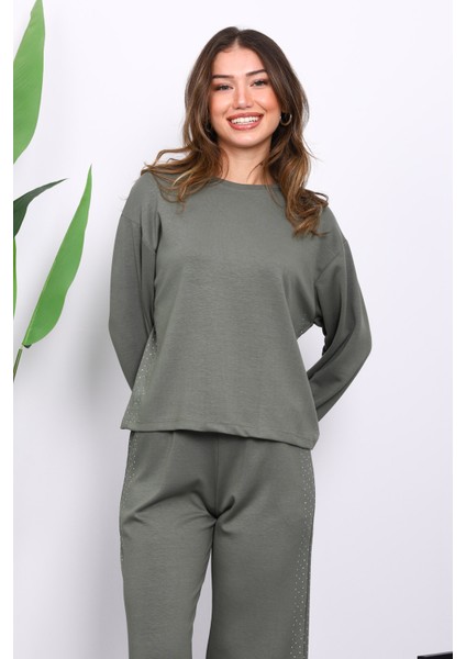 Haki Yanları Taş Detaylı Modal Takım modelleri