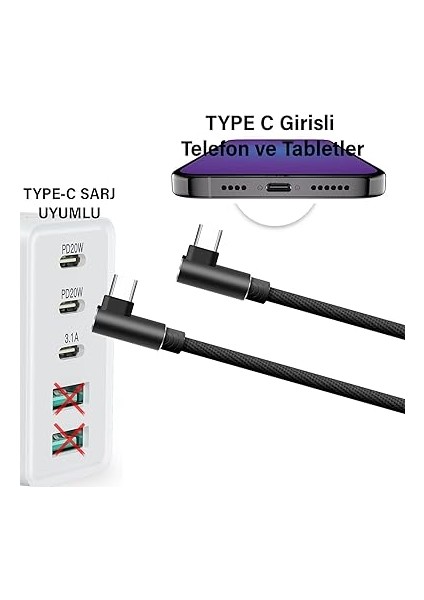 Metre Type-C Şarj Kablosu Hızlı Şarj Samsung Iphone Uyumlu Type C To Type C Uzun Kablo fırsatları