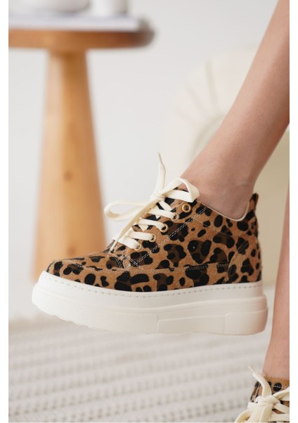 Lauren Kadın Gizli Topuk Beyaz Taban Leopar Spor Ayakkabı fiyatları