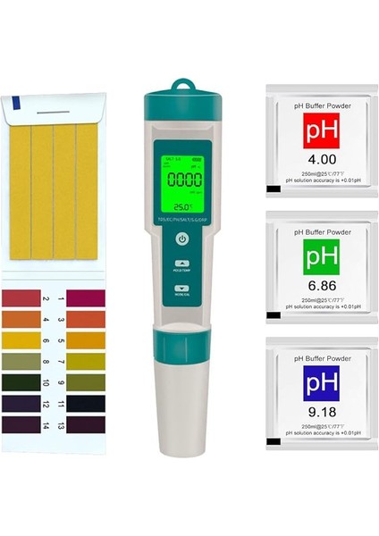 Çok Işlevli Dijital 7'si 1 Arada Su Kalitesi Test Cihazı Taşınabilir Yüksek Doğruluklu Su Kalitesi Test Kalemi Su Kalitesi Ölçüm Aracı Su Ph/tds/ec/tuzluluk/orp/sg/sıcaklık Arka Aydınlatmalı