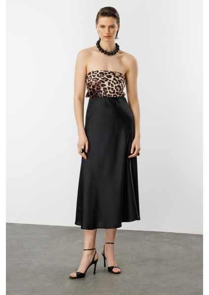 Uzun Saten Etek-Siyah fiyatları