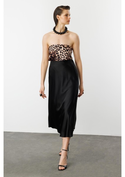 Uzun Saten Etek-Siyah modelleri