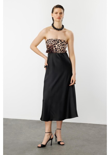 Uzun Saten Etek-Siyah fırsatları