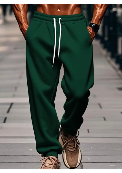 Büyük Beden Özel Tasarım Düz Renk %100 Pamuk 3 Iplik Tam Kışlık Hip Hop Rahat Erkek Eşofman Altı