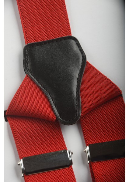 Unisex Kırmızı Derili Esneyebilen Lastik Ayarlanabilir Metal Klipsli Pantolon Askısı 2602025 modelleri