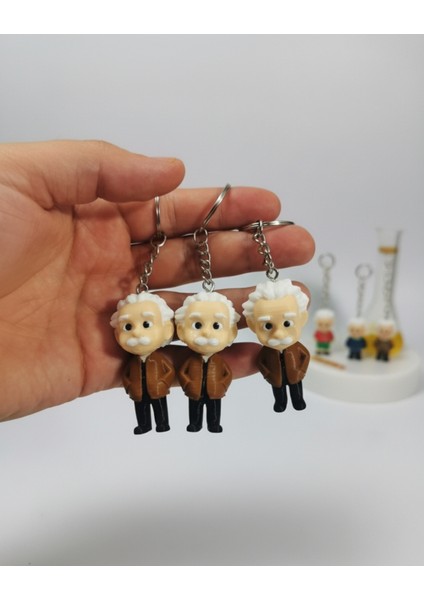Bilim Kahramanı | Mini Einstein 3D Baskı Anahtarlık Seti - Pla Malzeme | 5 cm