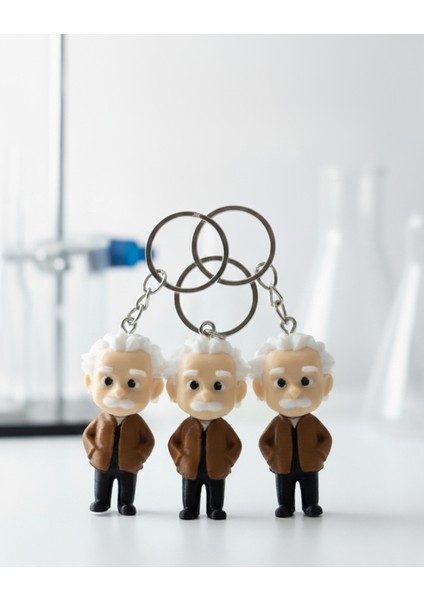 Bilim Kahramanı | Mini Einstein 3D Baskı Anahtarlık Seti - Pla Malzeme | 5 cm modelleri