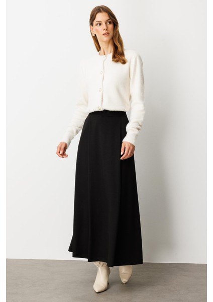 Cep Detaylı Uzun Modal Etek-Siyah modelleri