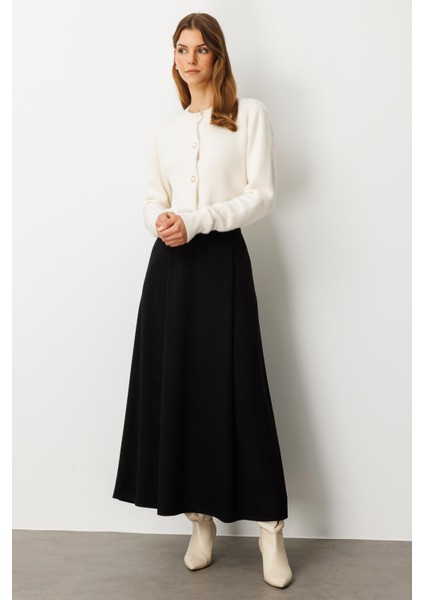 Cep Detaylı Uzun Modal Etek-Siyah indirimleri