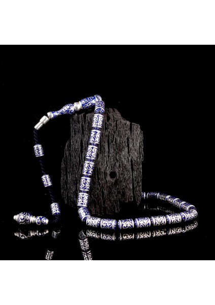 925 Ayar Gümüş Kapsül Kesim Mavi Mineli Tesbih fırsatları