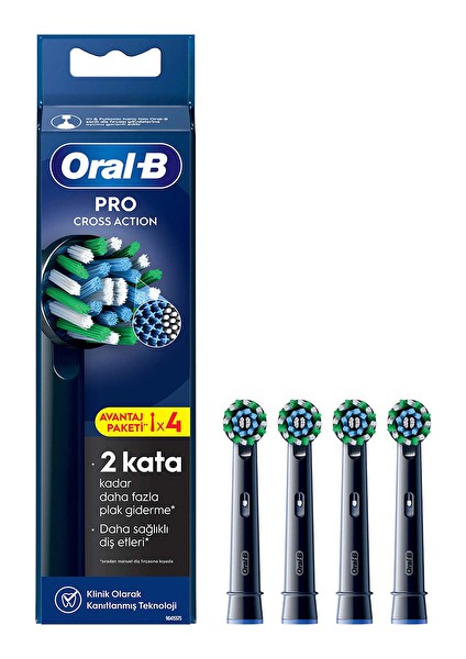 4 Adet -B Sarjlı Diş Fırçası Yedek Cross Action 4'lü Siyah