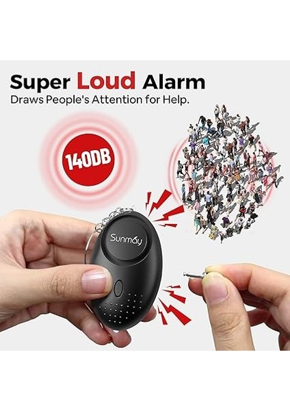 Kişisel Alarm, 5 Paket 140DB LED Işıklı Kişisel Güvenlik Alarmı, Kadınlar, Çocuklar, Yaşlı, Gece Vardiyaları Için Kendini Savunma Acil Alarmları fırsatları