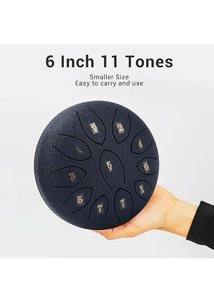 Yağmur Drum 6 Inç Karbon Çelik Dil Davul 11 ​​ton El Tava Perküsyonu Açık Hava Meditasyonu ve Bahçe Ses Terapisi (Blue) indirimleri