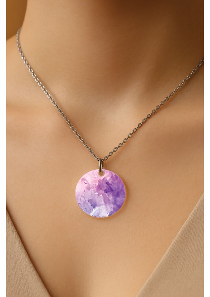 Şeffaf Sert Akrilik Kolye Ucu ve Üzeri Zincirli Desenli Kolye Benoo