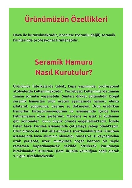 Doğal Seramik Hamuru Seramik Hamuru 4000 Gr, 7li Plastik Ebeşuar (Modelaj Seti), Kesme Teli-Ipi, Guaj, Doğal Kil Çamuru Karışık fiyatları
