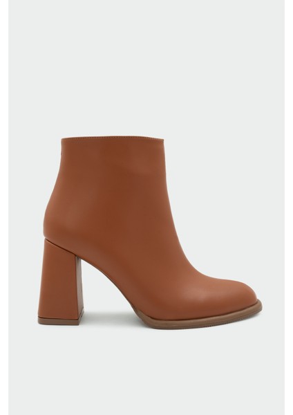 Tobin Taba Deri Fermuarlı Kadın Bot