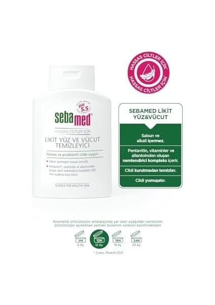 Sebamed Hassas Ciltler Için Pentavitin Nemlendirici Etkili Yüz ve Vücut Temizleme Jeli 200 ml modelleri