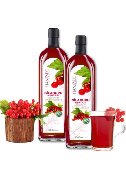 Hanzade Bitkisel Gilaburu Suyu Nektarı 1 Litre x 2 Adet Şeker Ilavesiz Cam Şişe fiyatları