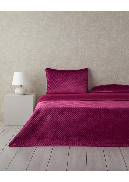 Diamant Kadife Size Yatak Örtüsü Takımı 240X220 cm Fuşya
