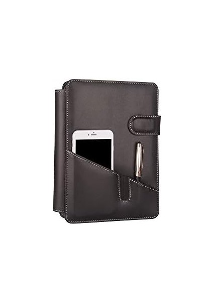 5281 Ajanda Tarihsiz Çizgili 17X24 Ajanda Defter 160 Yaprak Ivory Kağıt Deri Telefon Kılıflı Hesap Makineli Organizer, Siyah fiyatları