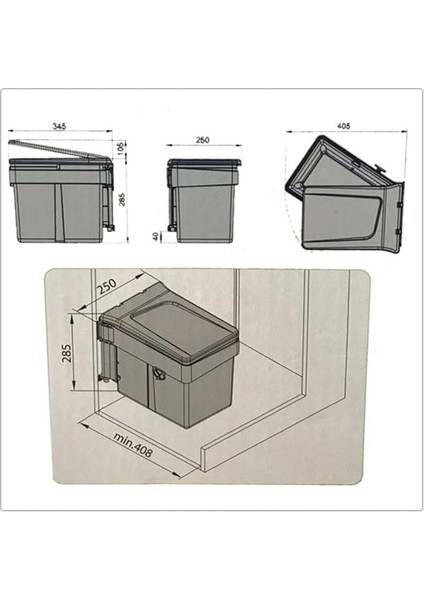 Dolap Içi Çöp Kovası Antrasit 15 L fiyatları