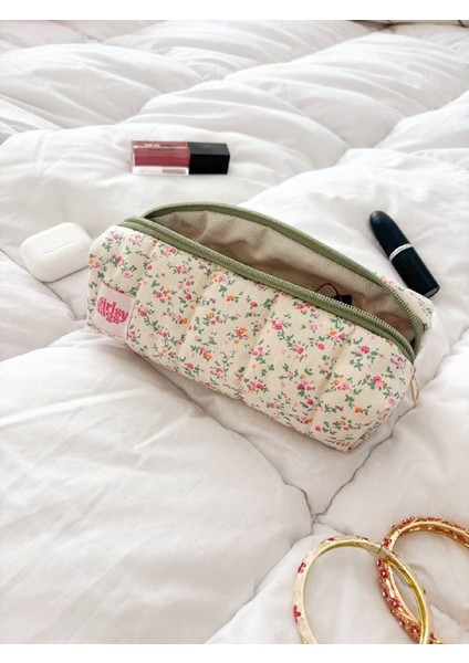 Pıtırcık Çiçekli Tek Gözlü Kalemlik Yıkanabilir Yeşil Fermuarlı Okul Kalem Kutusu Bej Kalemlik indirimleri