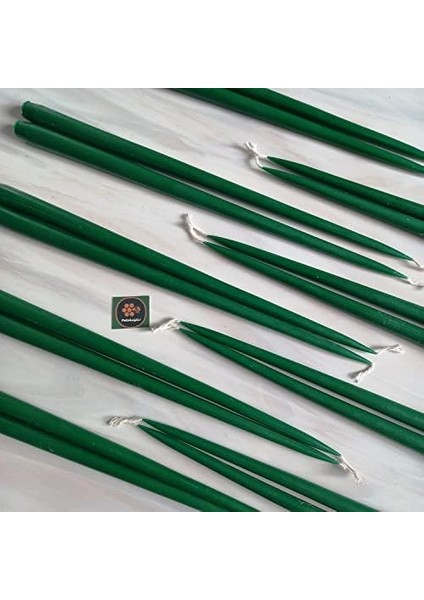 (6 Adet x 35CM) Konik Mum Şamdan Mumu Petek Bal Mumu Mum Dekoratif Beeswax Candle Yeşil Şamdan Mumu fiyatları