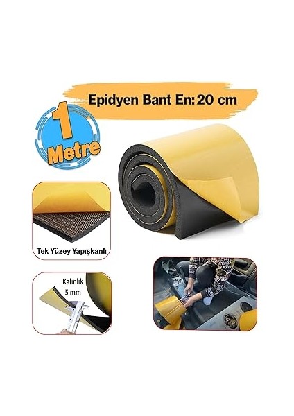 Araç Ses Isı Yalıtım Izolasyon Bandı En:20 cm Kalınlık:5 mm Uzunluk 1 Metre Kauçuk Sünger fiyatları