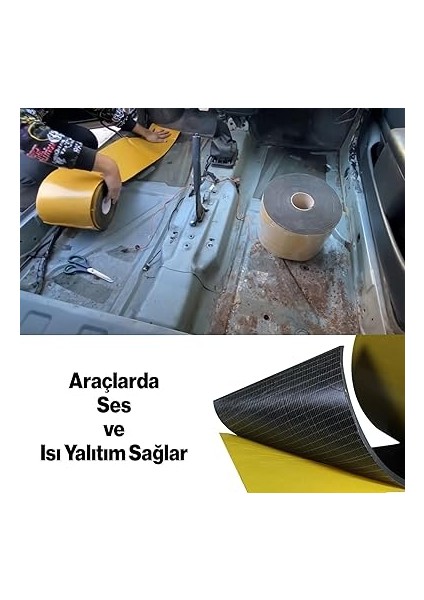 Araç Ses Isı Yalıtım Izolasyon Bandı En:20 cm Kalınlık:5 mm Uzunluk 1 Metre Kauçuk Sünger indirimleri