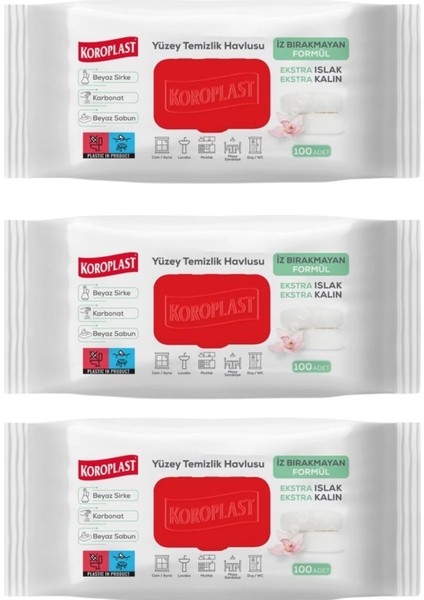 Yüzey Temizleme Havlusu Beyaz Sabun Kokulu 100'LÜ x 3 Adet