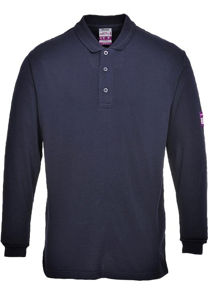 FR10 - Alev Almaz Anti-Statik Uzun Kollu Polo Shirt (Lacivert)