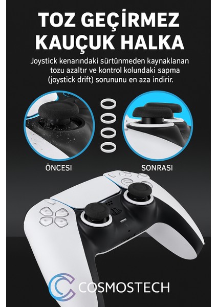 Ps5 Dualsense Silikon Kılıf Siyah-Kırmızı Spider Desen + 2 Thumb Grip + Sticker + Analog Koruyucu Halkalar (Rings)