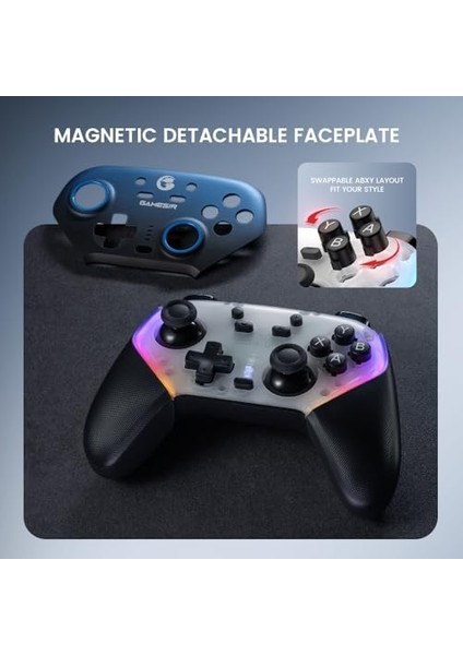 Super Gaming Controller For Pc/switch/ios/, Hall Effect Stick & Trigger, Rubberized Grips, Rgb Lighting, Swappable Abxy, Detachable Faceplate, 1000MAH With Charging fiyatları