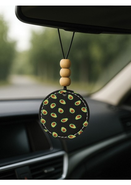 Özel Tasarım Deri Baskılı Desenli Araba Dikiz Aynası Süsü Siyah - Avocadoo