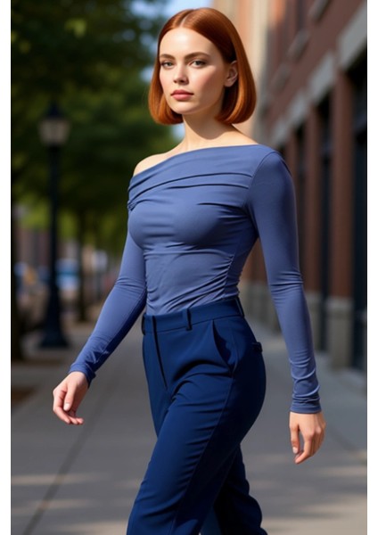 Stil Kadın Büzgü Drape Detaylı Fitted Vücuda Oturan Kollu Esnek Bluz Regular Örme Slim Kalıp modelleri