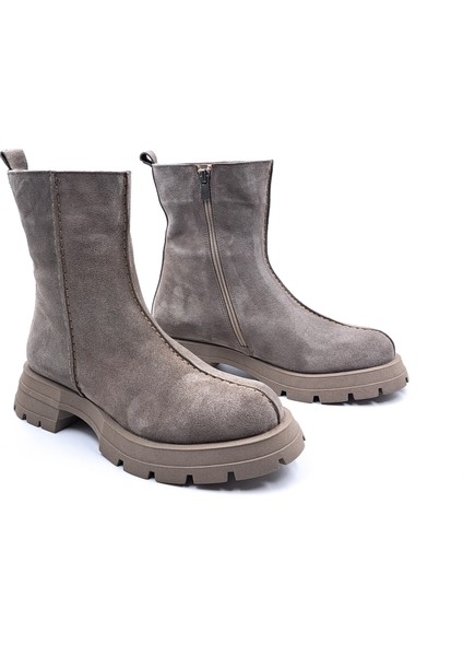 Cassido C1138 Hakiki Süet Deri Vizon Renk Kadın Bot