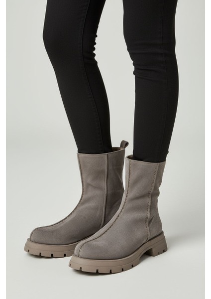 Cassido C1138 Hakiki Süet Deri Vizon Renk Kadın Bot