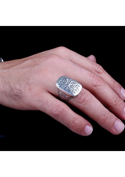 925 Ayar Gümüş Kalem Işleme Otantik Model Erkek Yüzük fiyatları