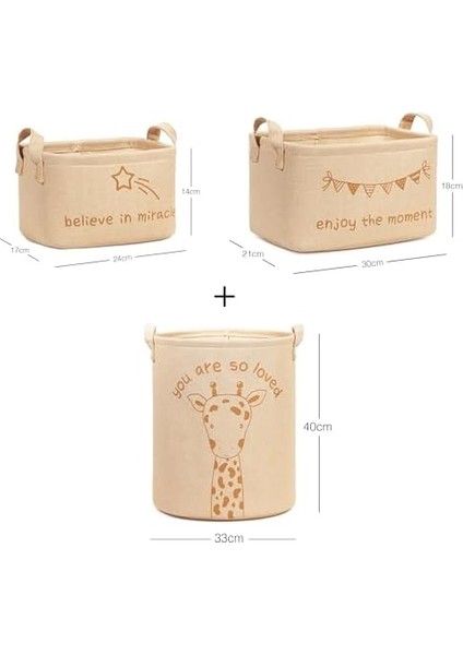Textile 3&apos;lü Çocuk Odası Sevimli Jüt Dokuma Kumaş Sepet Set 24 x 17 x 14/30 x 21 x 18/33 x 40 cm fiyatları