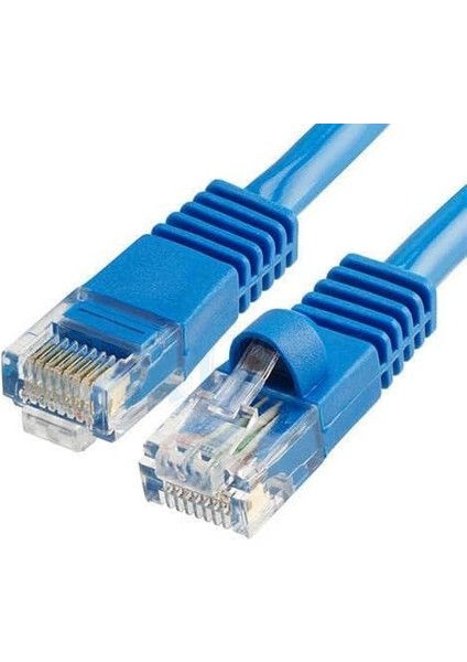 Tkz CAT601M 1 Metre Cat6 RJ45 Lan Kablosu Uçları Fabrikasyon Takılı Bilgisayar Modem Mavi Internet Ethernet Kablosu (1 Metre)