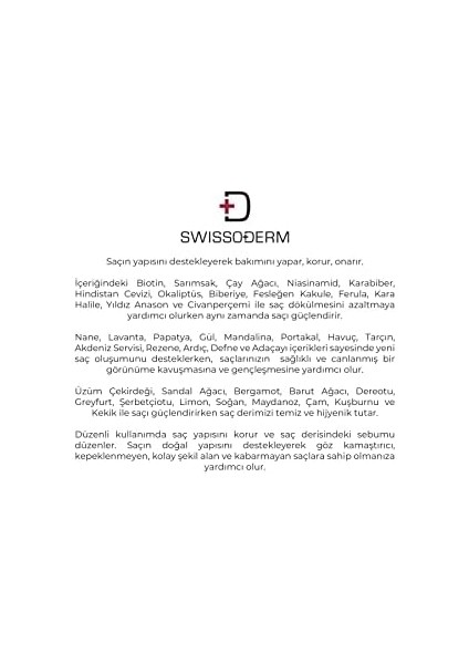 Swissoderm Dökülme Karşıtı Şampuan Normal ve Kuru Saçlar Için (300 Ml)